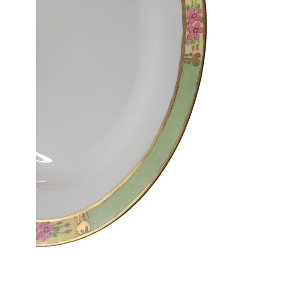 ZS Co Bavaria Large Oval Platter Gold Trim Hand Painted Green Pink Yellow Floral - Picture 3 of 14